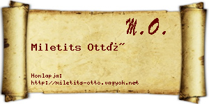 Miletits Ottó névjegykártya